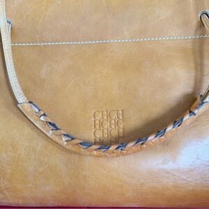 Carolina Herrera Camel Leather Shoulder Bag